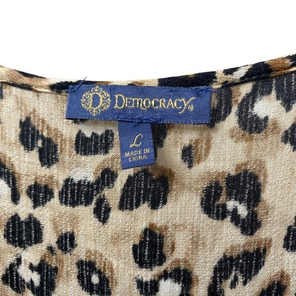 DEMOCRACY Midi Dress Large Leopard Print Rayon Ruffle Summer Sundress NWT - Picture 7 of 10